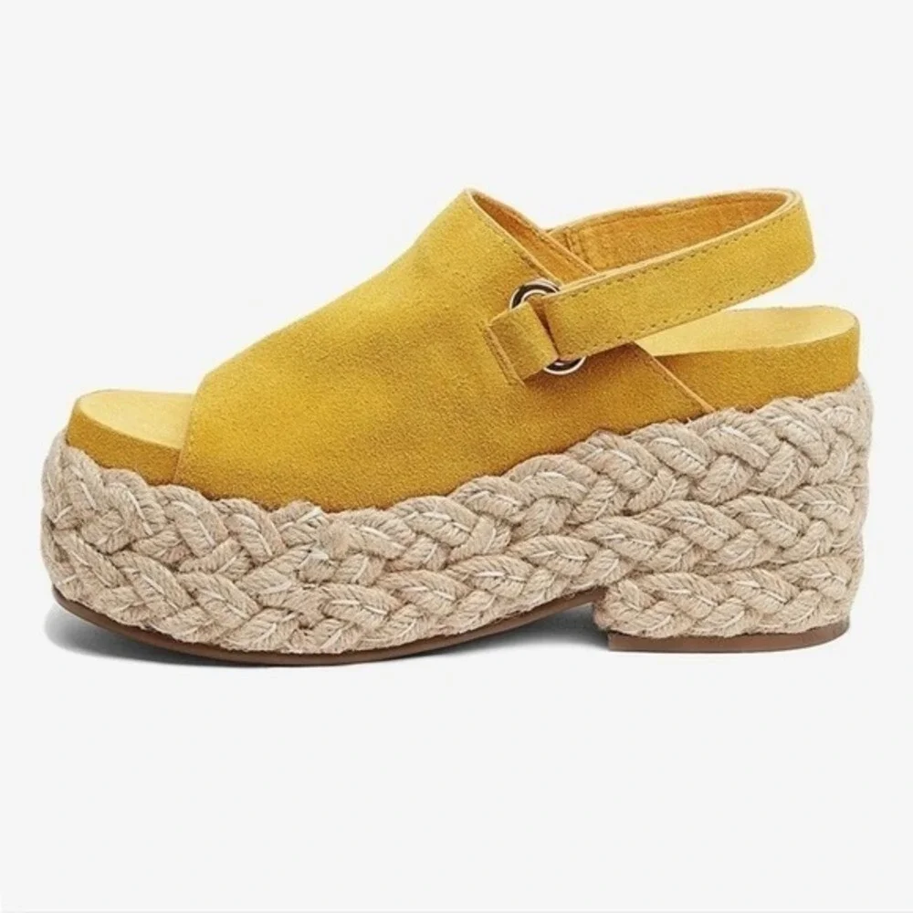 Kelsi Dagger Brooklyn Keys in Mellow yellow suede espadrille platform sandals 10
